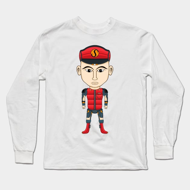 Mecha Cyborg Captain Scarlet Style Long Sleeve T-Shirt by rolingt